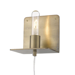 Petite Dull Gold Shelf Wall Light - Homeroots
