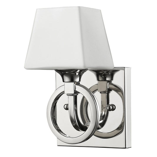 Silver Metal Wall Light with Frosted Glass Shade - Homeroots