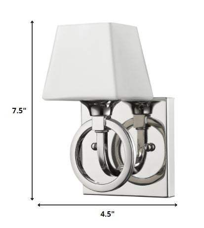 Silver Metal Wall Light with Frosted Glass Shade - Homeroots - Flyclothing LLC
