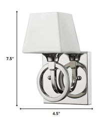 Silver Metal Wall Light with Frosted Glass Shade - Homeroots