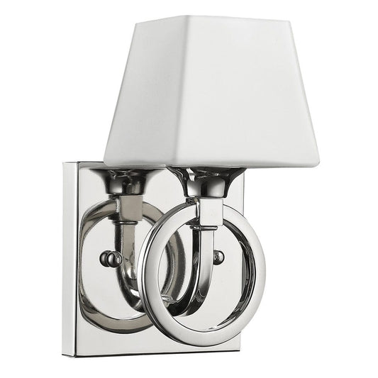 Silver Metal Wall Light with Frosted Glass Shade - Homeroots