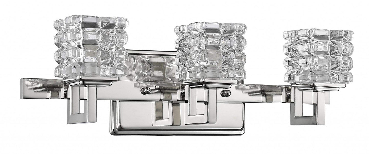 Coralie 3-Light Polished Nickel Sconce With Pressed Crystal Shades - Homeroots - Flyclothing LLC