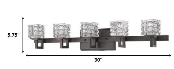 Coralie 5-Light Oil-Rubbed Bronze Sconce With Pressed Crystal Shades - Homeroots