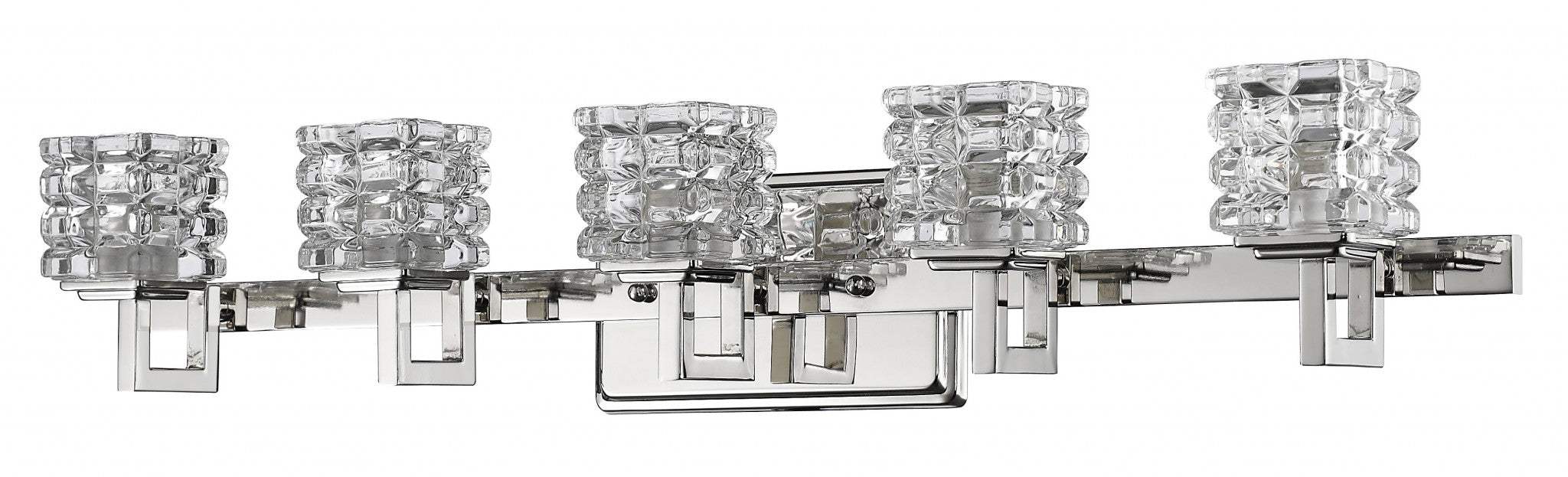 Coralie 5-Light Polished Nickel Sconce With Pressed Crystal Shades - Homeroots - Flyclothing LLC
