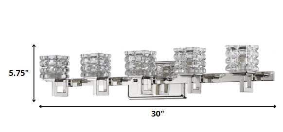 Coralie 5-Light Polished Nickel Sconce With Pressed Crystal Shades - Homeroots - Flyclothing LLC
