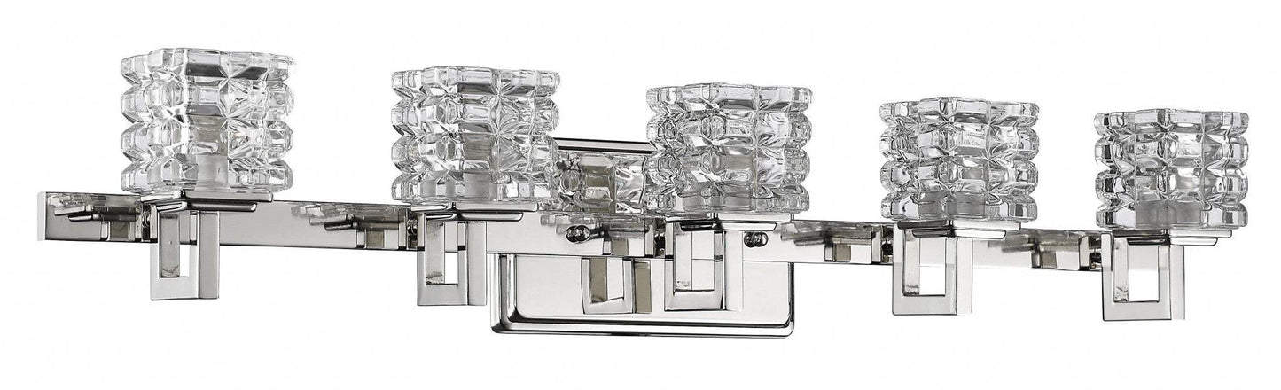 Coralie 5-Light Polished Nickel Sconce With Pressed Crystal Shades - Homeroots - Flyclothing LLC