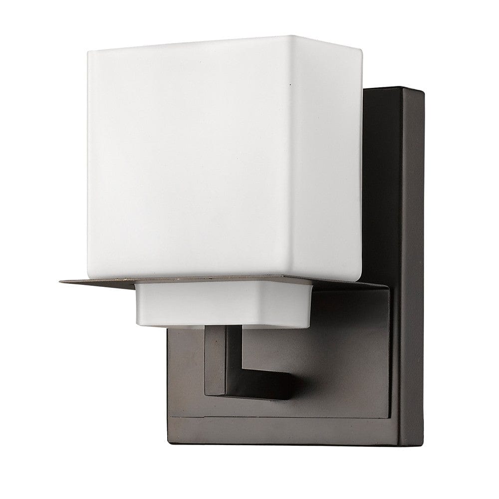 One Light Bronze White Glass Wall Sconce - Homeroots
