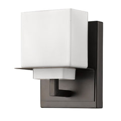 One Light Bronze White Glass Wall Sconce - Homeroots