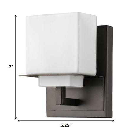 One Light Bronze White Glass Wall Sconce - Homeroots
