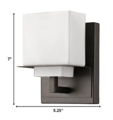 One Light Bronze White Glass Wall Sconce - Homeroots