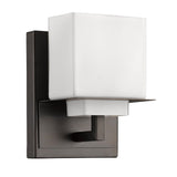 One Light Bronze White Glass Wall Sconce - Homeroots