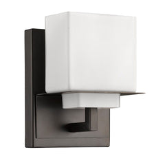 One Light Bronze White Glass Wall Sconce - Homeroots
