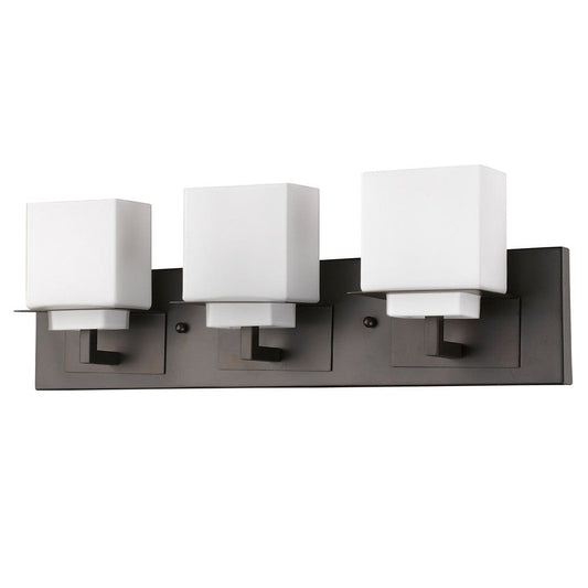 Rampart 3-Light Oil-Rubbed Bronze Vanity Light With Etched Glass Shades - Homeroots