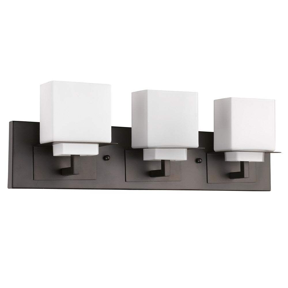 Rampart 3-Light Oil-Rubbed Bronze Vanity Light With Etched Glass Shades - Homeroots - Flyclothing LLC