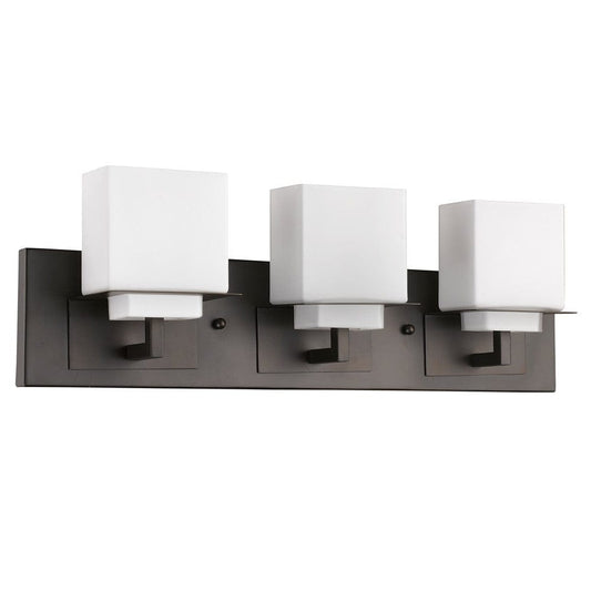 Rampart 3-Light Oil-Rubbed Bronze Vanity Light With Etched Glass Shades - Homeroots