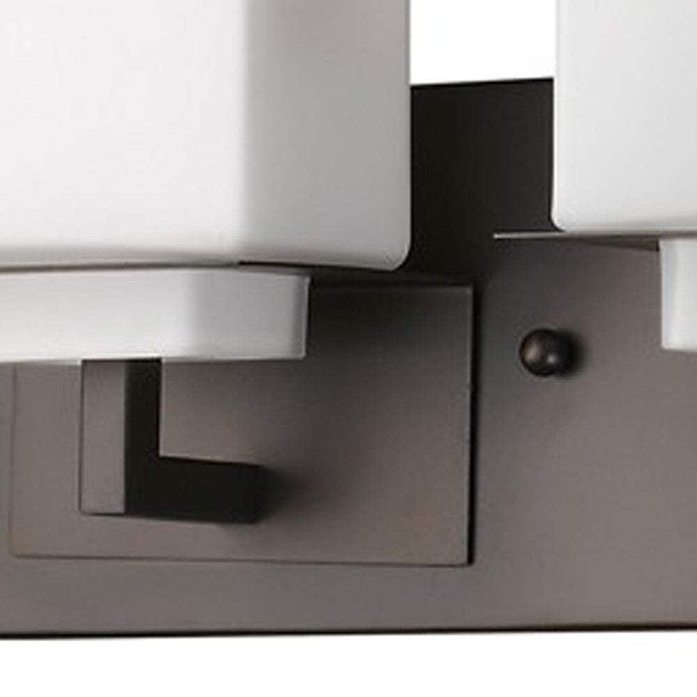 Rampart 3-Light Oil-Rubbed Bronze Vanity Light With Etched Glass Shades - Homeroots - Flyclothing LLC