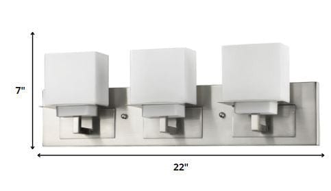 Rampart 3-Light Satin Nickel Vanity Light With Etched Glass Shades - Homeroots