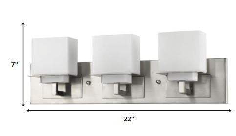 Rampart 3-Light Satin Nickel Vanity Light With Etched Glass Shades - Homeroots - Flyclothing LLC