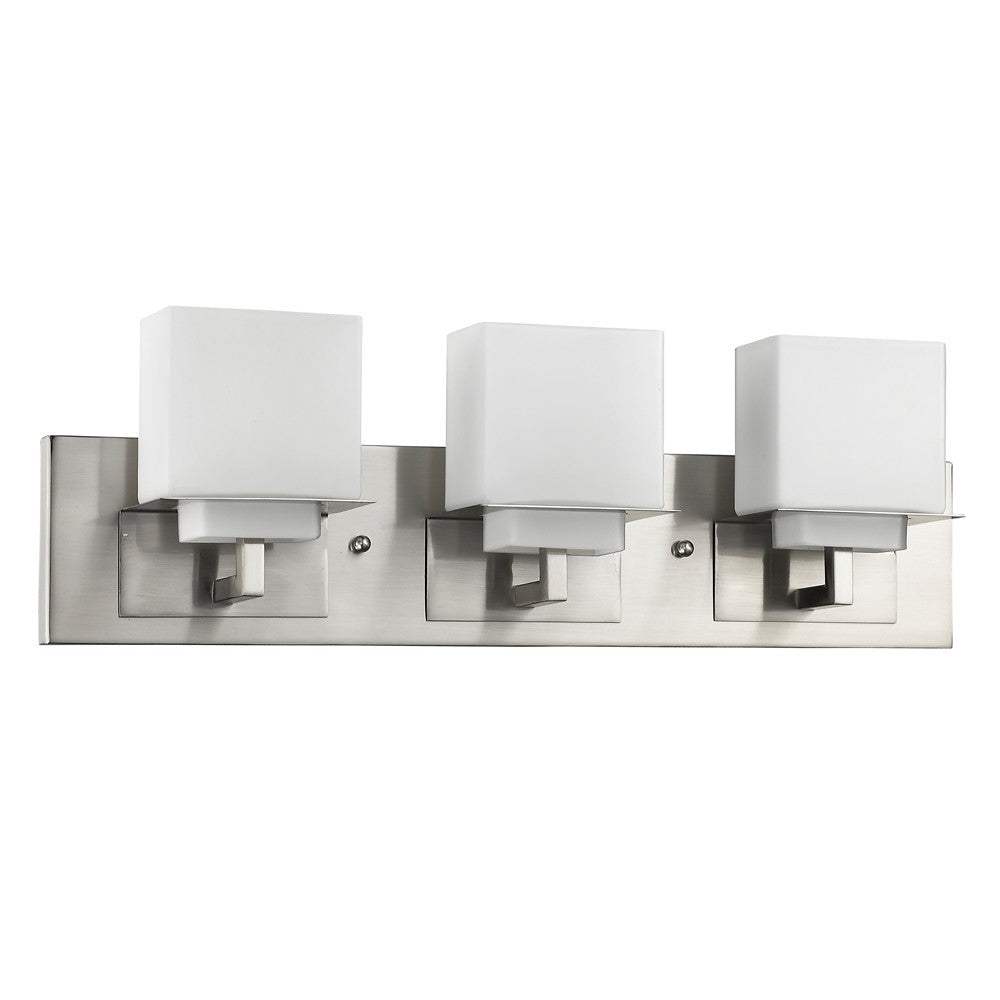 Rampart 3-Light Satin Nickel Vanity Light With Etched Glass Shades - Homeroots - Flyclothing LLC