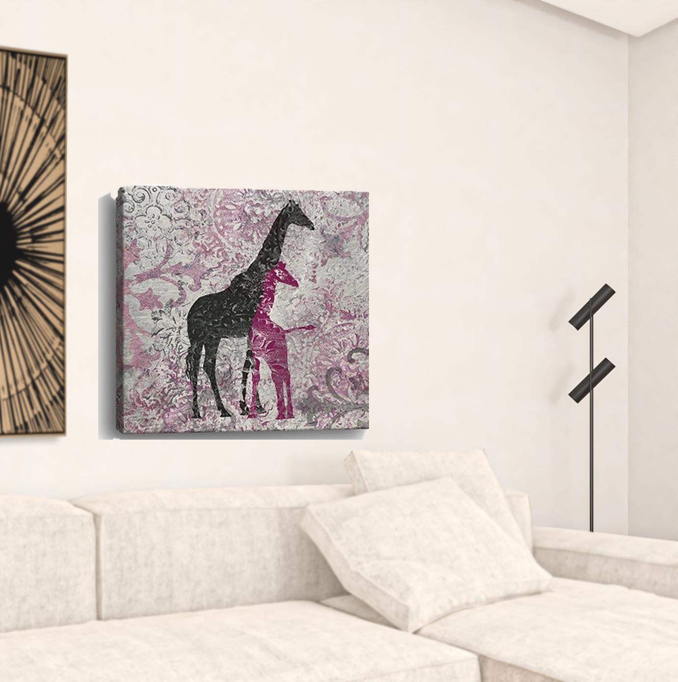 Exotic Pink Giraffes Unframed Print Wall Art - Homeroots - Flyclothing LLC