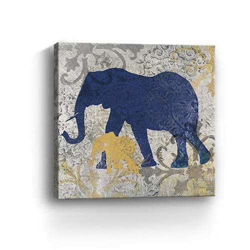 Exotic Blue And Gold Elephant Unframed Print Wall Art - Homeroots - Flyclothing LLC