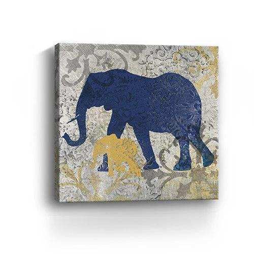 Exotic Blue And Gold Elephant Unframed Print Wall Art - Homeroots - Flyclothing LLC