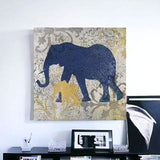 Exotic Blue And Gold Elephant Unframed Print Wall Art - Homeroots - Flyclothing LLC