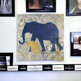 Exotic Blue And Gold Elephant Unframed Print Wall Art - Homeroots - Flyclothing LLC