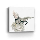 20" x 20" Watercolor Cutie Rabbit in Glasses Canvas Wall Art - Homeroots - Flyclothing LLC