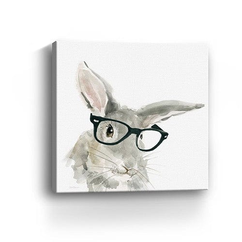 30" x 30" Watercolor Cutie Rabbit in Glasses Canvas Wall Art - Homeroots