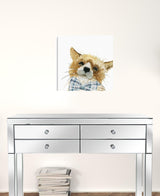 20" x 20" Watercolor Cutie Bow Tie Fox Canvas Wall Art - Homeroots - Flyclothing LLC