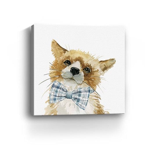 40" x 40" Watercolor Cutie Bow Tie Fox Canvas Wall Art - Homeroots - Flyclothing LLC