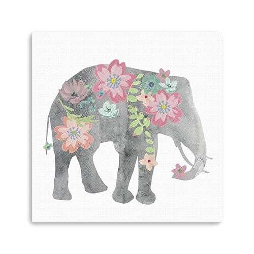 Floral Elephant Unframed Print Wall Art - Homeroots - Flyclothing LLC