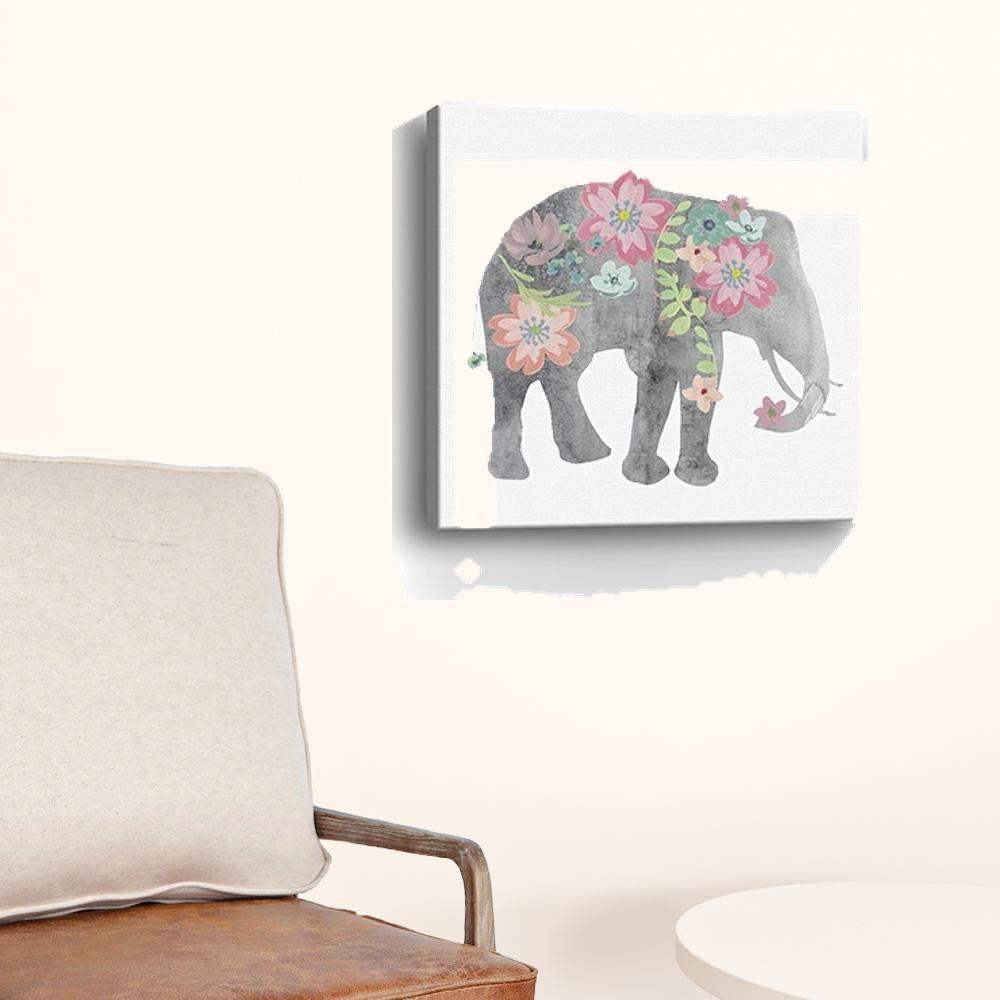Floral Elephant Unframed Print Wall Art - Homeroots - Flyclothing LLC