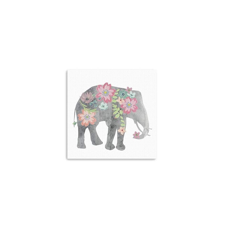Floral Elephant Unframed Print Wall Art - Homeroots - Flyclothing LLC
