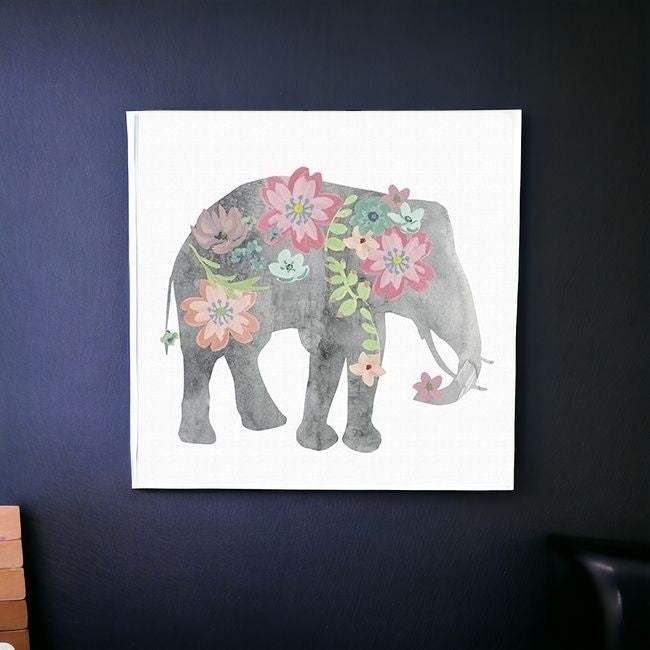 Floral Elephant Unframed Print Wall Art - Homeroots - Flyclothing LLC