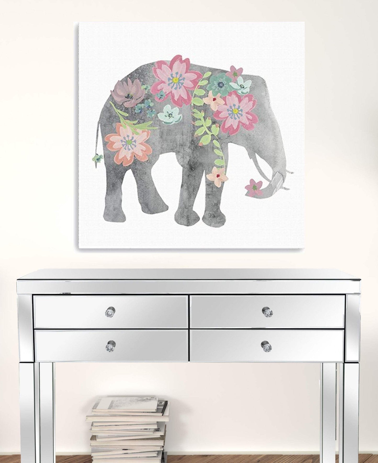Floral Elephant Unframed Print Wall Art - Homeroots - Flyclothing LLC
