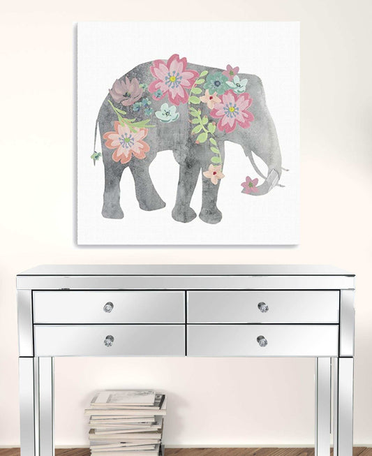 Floral Elephant Unframed Print Wall Art - Homeroots - Flyclothing LLC