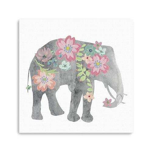 Floral Elephant Unframed Print Wall Art - Homeroots - Flyclothing LLC