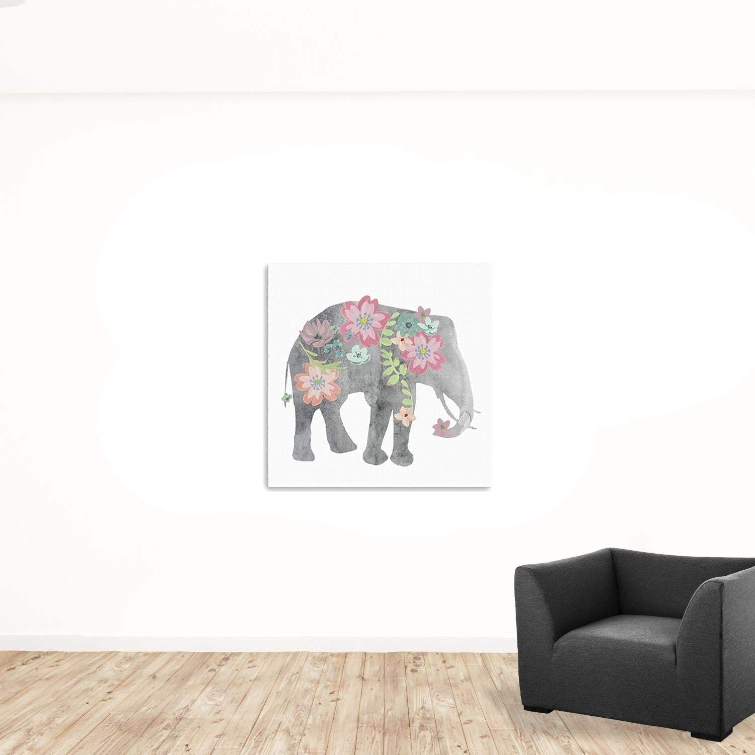 Floral Elephant Unframed Print Wall Art - Homeroots - Flyclothing LLC