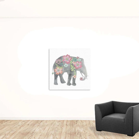 Floral Elephant Unframed Print Wall Art - Homeroots - Flyclothing LLC