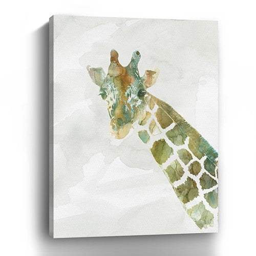 24" x 18" Abstract Marble Watercolor Giraffe Canvas Wall Art - Homeroots - Flyclothing LLC
