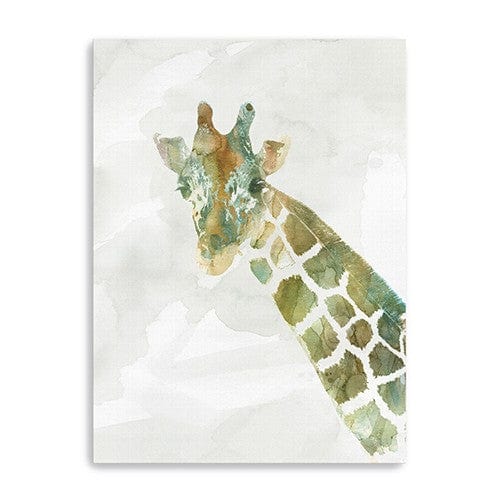 40" x 30" Abstract Marble Watercolor Giraffe Canvas Wall Art - Homeroots
