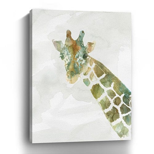 40" x 30" Abstract Marble Watercolor Giraffe Canvas Wall Art - Homeroots