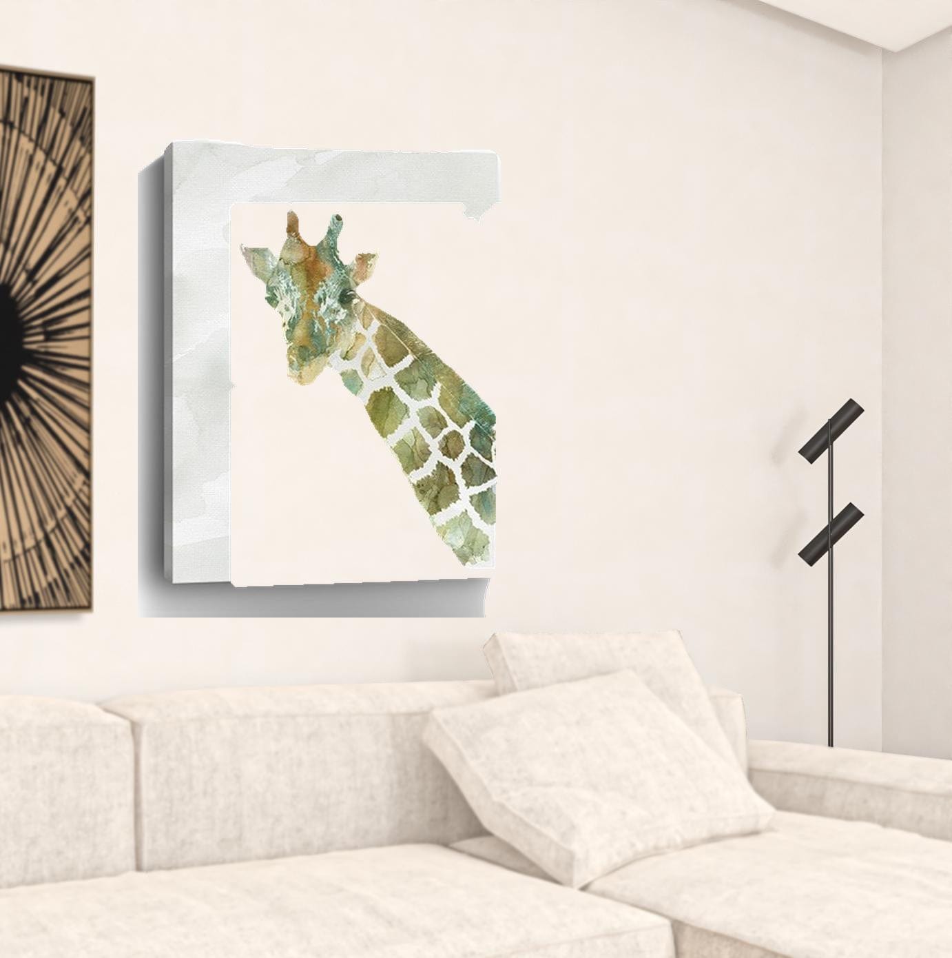 40" x 30" Abstract Marble Watercolor Giraffe Canvas Wall Art - Homeroots - Flyclothing LLC