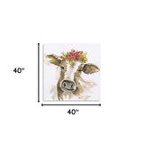 Watercolor Floral Cow Unframed Print Wall Art - Homeroots - Flyclothing LLC