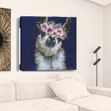 Watercolor Flower Llama Unframed Print Wall Art - Homeroots