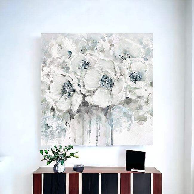 Winter Blues Flower Unframed Print Wall Art - Homeroots - Flyclothing LLC