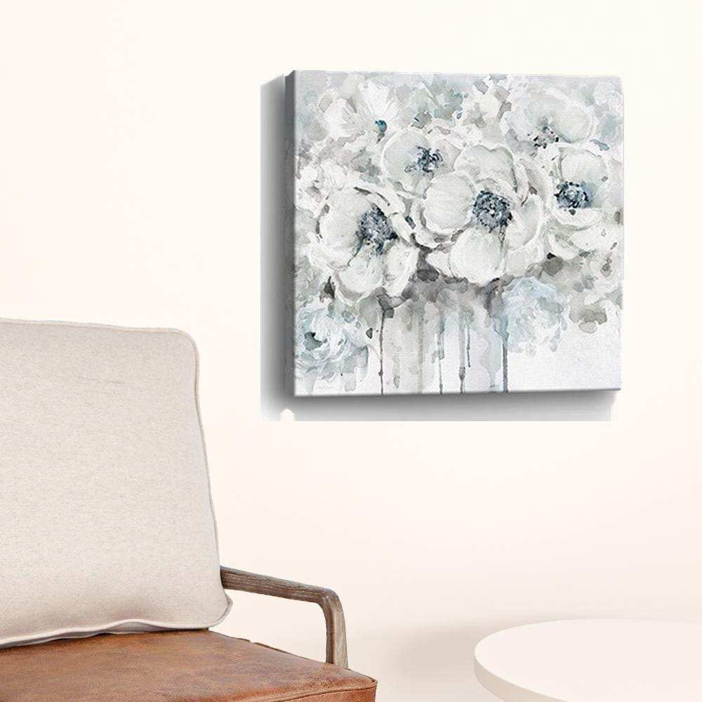 Winter Blues Flower Unframed Print Wall Art - Homeroots - Flyclothing LLC