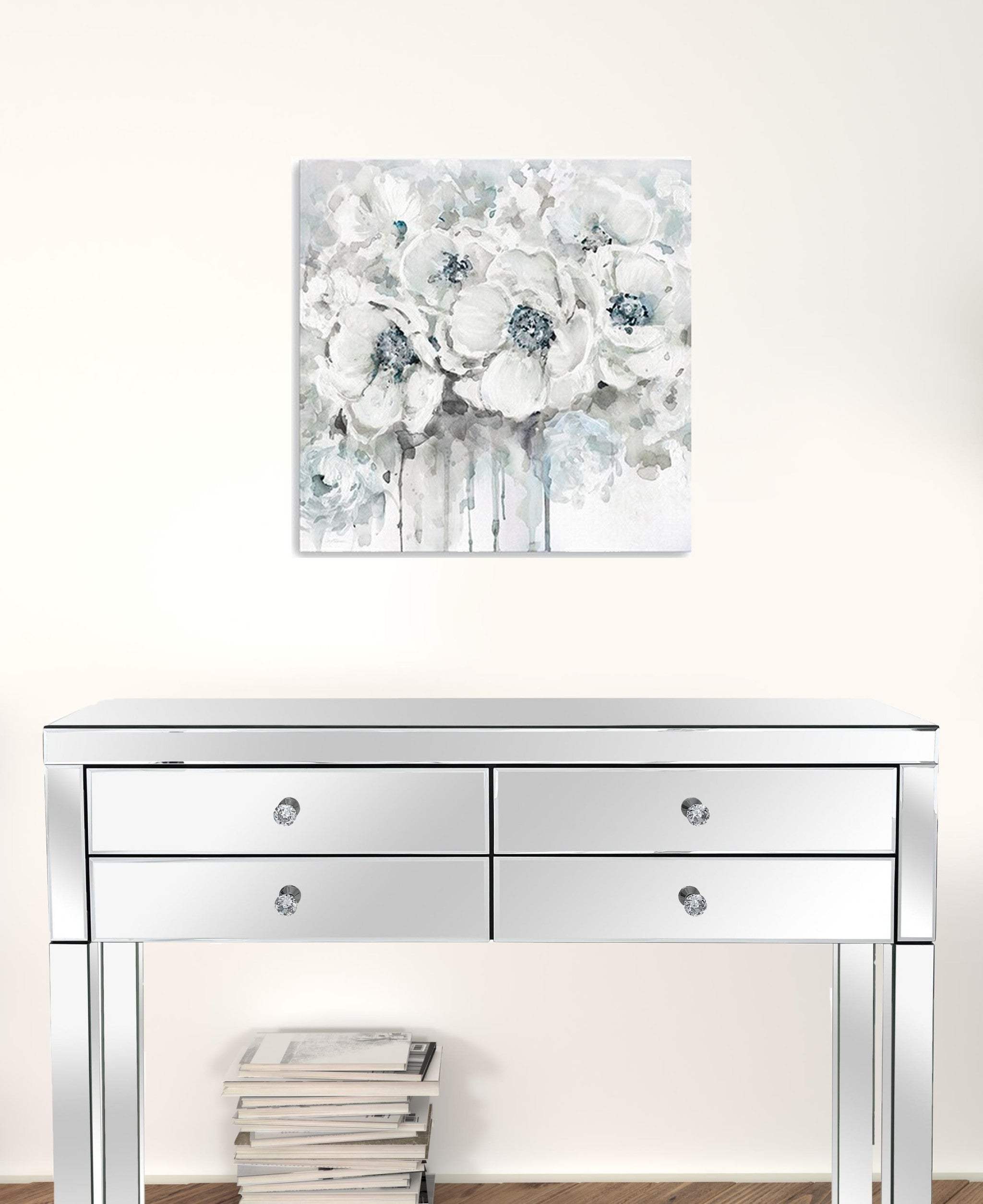 Winter Blues Flower Unframed Print Wall Art - Homeroots - Flyclothing LLC